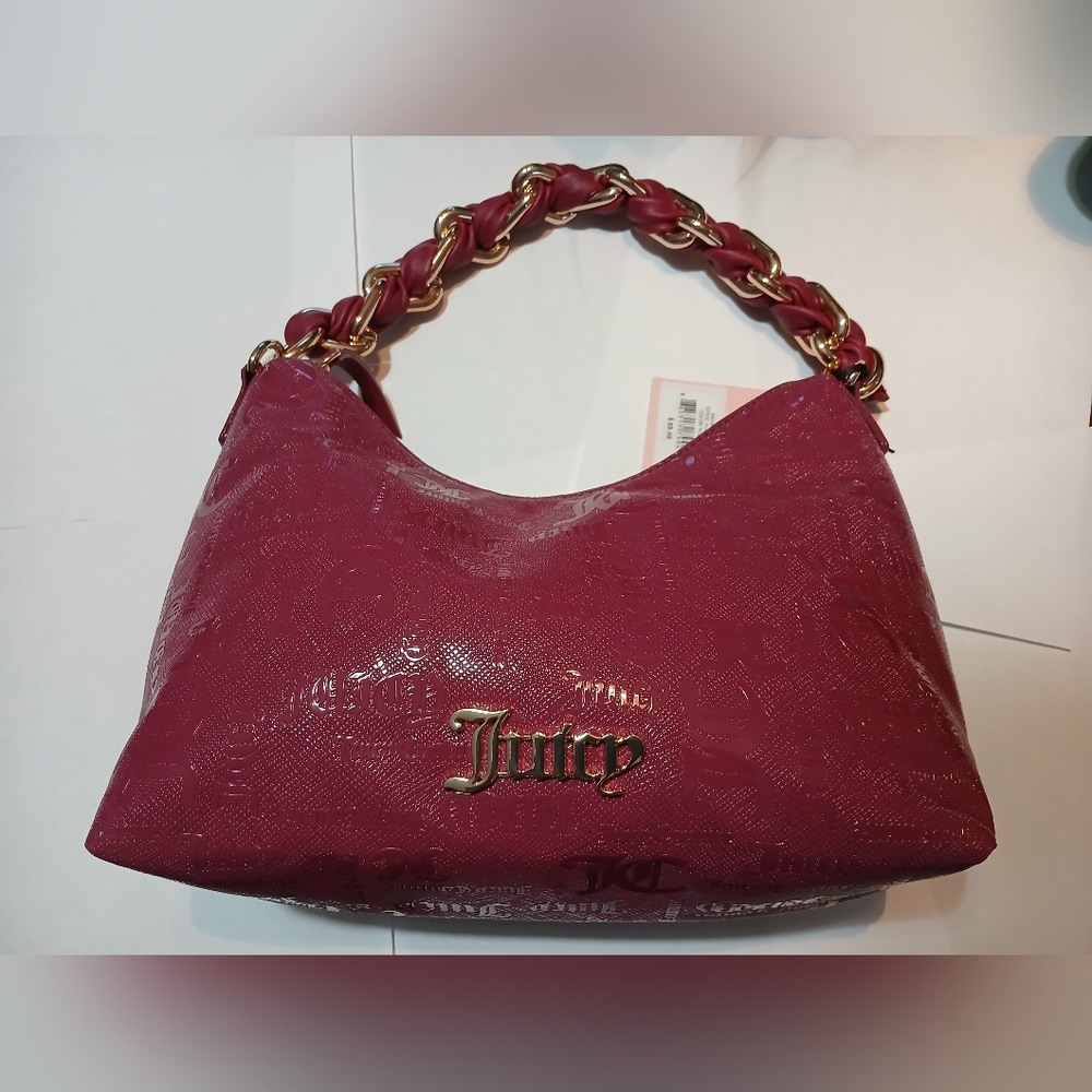 Juicy Couture Raspberry Hobo Bag with Gold Chain